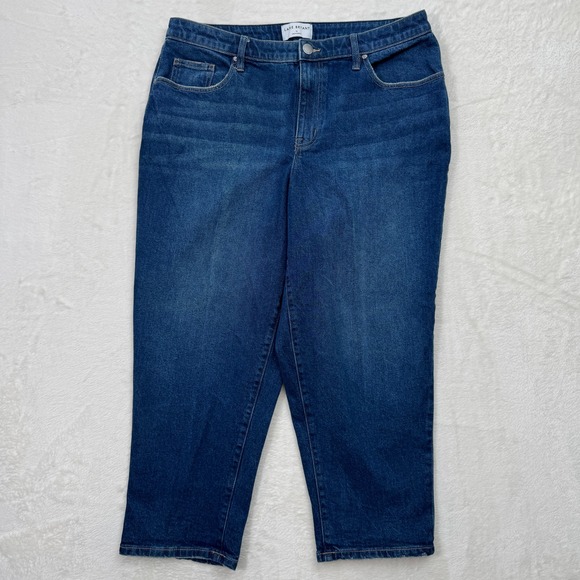 Lane Bryant Denim - Lane Bryant Jeans Womens 14 Blue Boyfriend Capri Mid Rise Dark Wash‎ Stretch